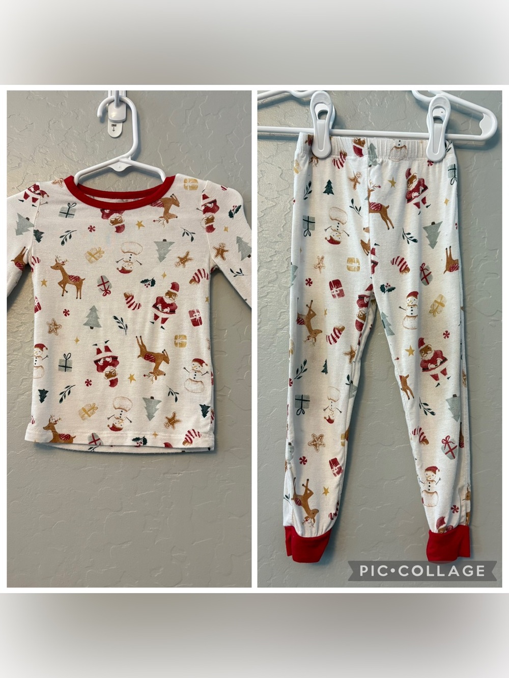 Milkberry white and red Christmas print bamboo two piece pajama set 18 months